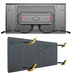 Seri OFM Akses depan luar ruangan 2ftx1ft IP68 kecerahan tinggi Modular Led cabinet support 90°corner led video wall dan LED cube